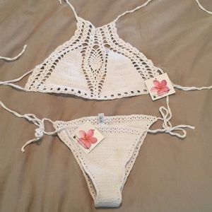 Plumeria crochet bikini